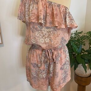 Mimi Chica Pink and Cream Floral Romper